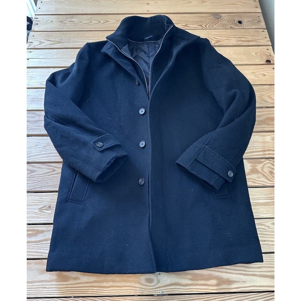 JWN Wool Pea Coat Jacket Size Medium Men’s Black Full Zip